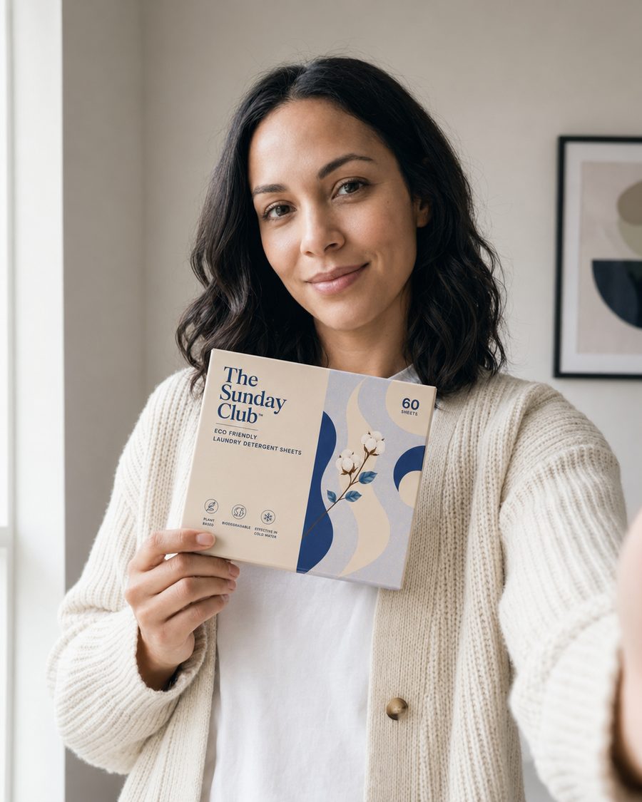 Naomi holding her Sunday Club pack