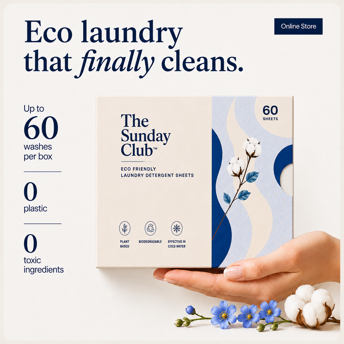 The Sunday Club - Eco Friendly Laundry Sheets - 60 Sheets