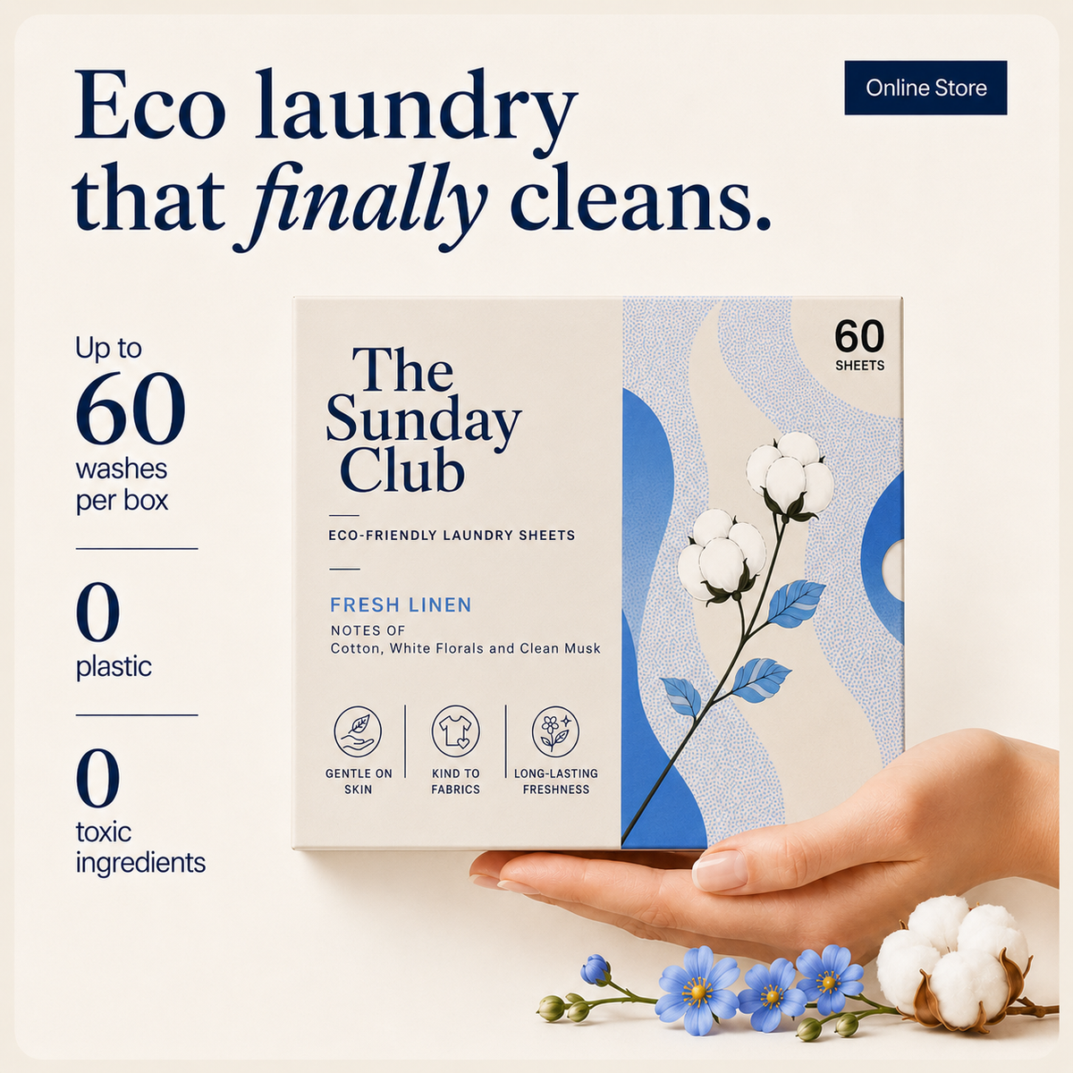 The Sunday Club - Eco Friendly Laundry Sheets - 60 Sheets